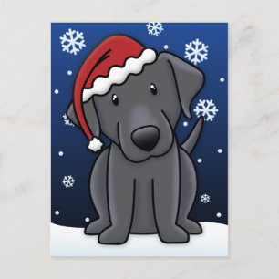 Kawaii Black Lab Weihnachtskarte Feiertagspostkarte