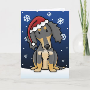 Kawaii Black und Tan Saluki Weihnachtskarte Feiertagskarte