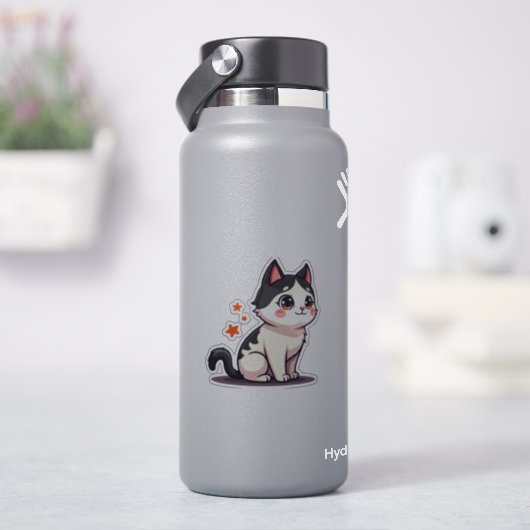 Kawaii Black & White Kitten - Halloween Chibi Aufkleber (HydroFlask)