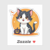 Kawaii Black & White Kitten - Halloween Chibi Aufkleber (Blatt)