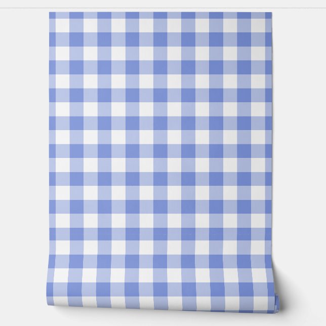Kawaii Blau Gingham Karo Grün Büffel Karomuster Tapete (Abrollen)