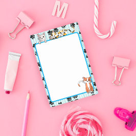 Kawaii Blau mit Pfoten niedliche Kätzchen 4" x 6" Post-it Klebezettel