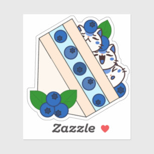 Kawaii Blaubeer-Katz-Fruchtsandwich - Japanisch Sa Aufkleber
