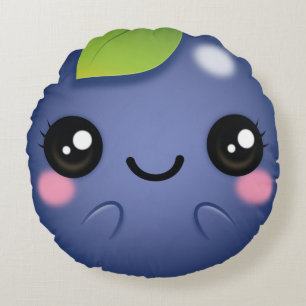 Kawaii Blaubeere Rundes Kissen
