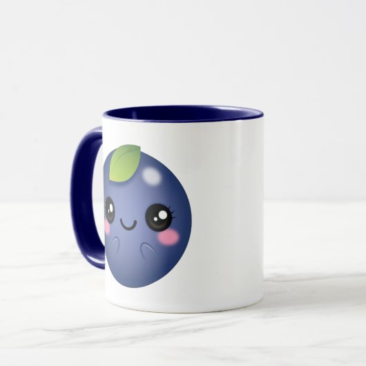Kawaii Blaubeere Tasse (Vorderseite Links)