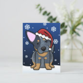 Kawaii blaue Heeler Weihnachtspostkarte Feiertagspostkarte (Stehend Vorderseite)