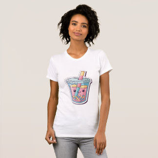 Kawaii Blaues Boba-Tee-T-Shirt | Cute lächelnde Bl T-Shirt