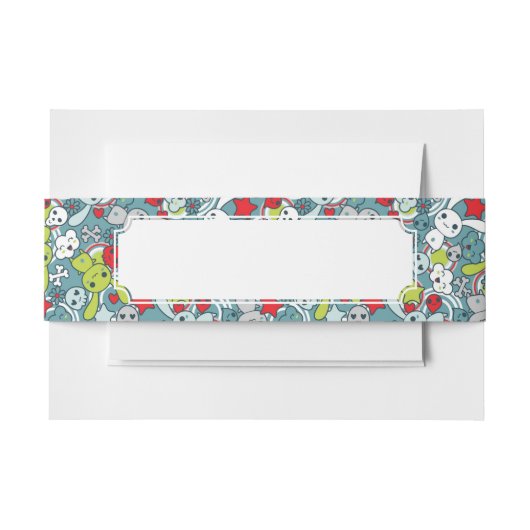 kawaii Blaumuster Einladungsbanderole (Vorderseite Beispiel)