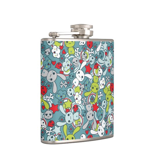 kawaii Blaumuster Flachmann (Rechts)