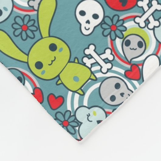 kawaii Blaumuster Fleecedecke (Ecke)