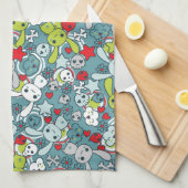 kawaii Blaumuster Handtuch (Viertel Falte)