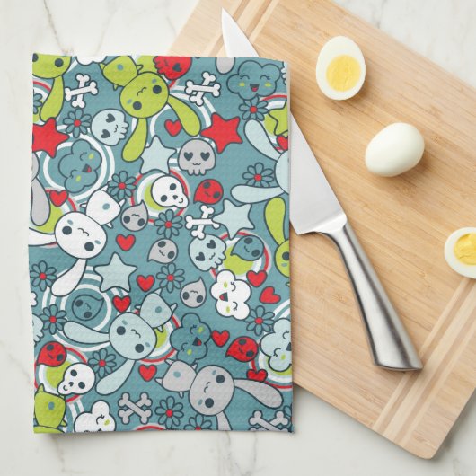 kawaii Blaumuster Handtuch (Viertel Falte)