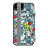 kawaii Blaumuster Incipio iPhone Geldbeutel-Hülle (Folio Rückseite)