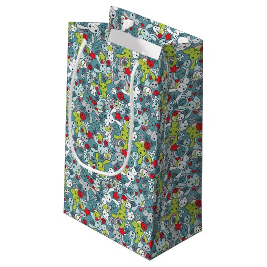 kawaii Blaumuster Kleine Geschenktüte (Rückseite Schrägansicht)