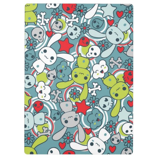 kawaii Blaumuster Klemmbrett (Rückseite)