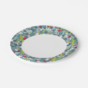Kawaii-Blaumuster Pappteller