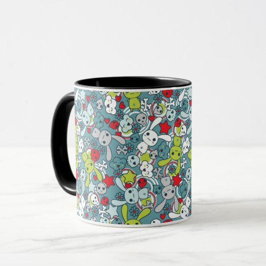 kawaii Blaumuster Tasse (Vorderseite Links)