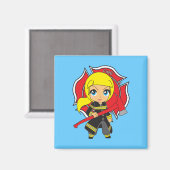 Kawaii Blonde Feuerwehrmädchen Magnet (Vorderseite/Rückseite)
