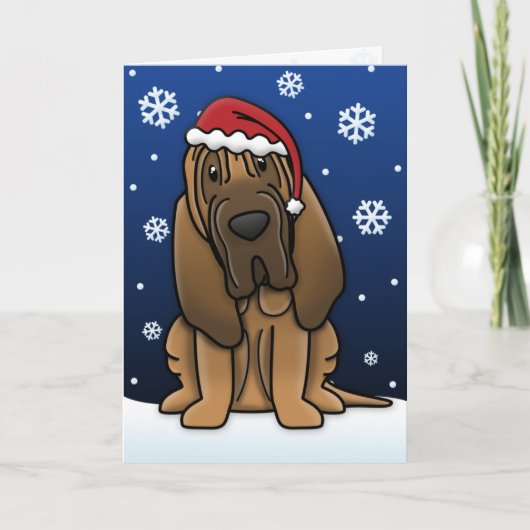 Kawaii Bloodhound Weihnachtskarte Feiertagskarte (Vorderseite)