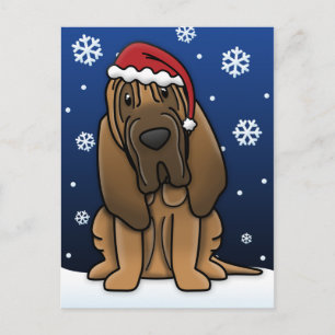 Kawaii Bloodhound Weihnachtspostkarte Feiertagspostkarte
