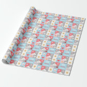 Kawaii Blossom Bunny Grid Pattern Frame Geschenkpapier (Ungerollt)