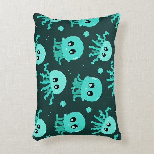 Kawaii Blue Jellyfish Pattern Dekokissen (Vorderseite(Vertikal))