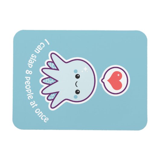 Kawaii Blue Octopus Magnet (Horizontal)