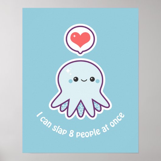Kawaii Blue Octopus Poster (Vorne)