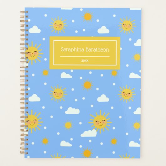 Kawaii Blue Sky Sunshine Personalisierter Name Planer (Vorderseite)