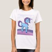 Kawaii Blue Unicorn T-Shirt (Vorderseite)