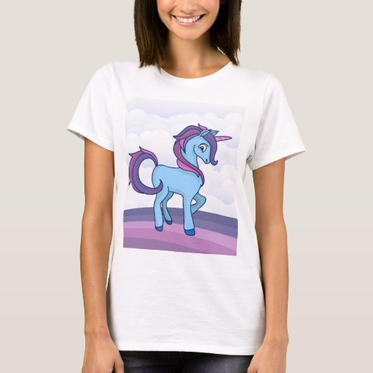 Kawaii Blue Unicorn T-Shirt (Vorderseite)