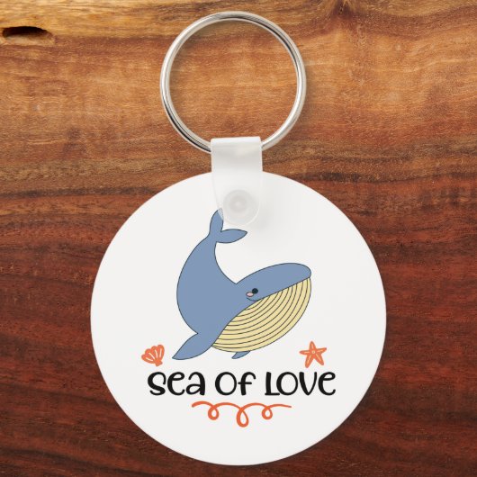 Kawaii Blue Whale Marine Mammal Schlüsselanhänger (Vorderseite)