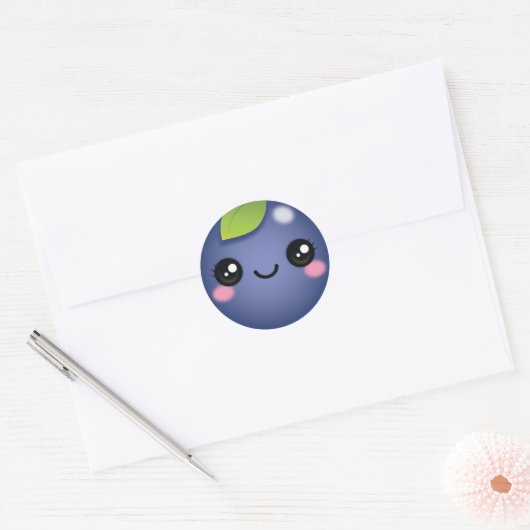 Kawaii Blueberry Classic Round Sticker (Umschlag)