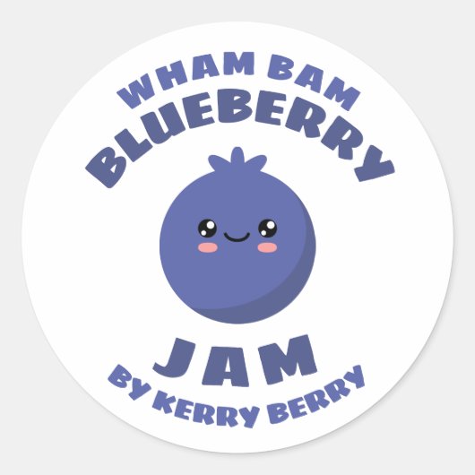 Kawaii Blueberry Jam Runder Aufkleber (Vorderseite)