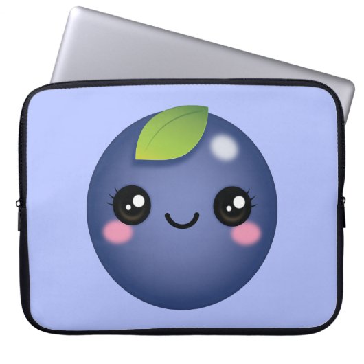 Kawaii Blueberry Laptop Sleeve (Vorderseite)