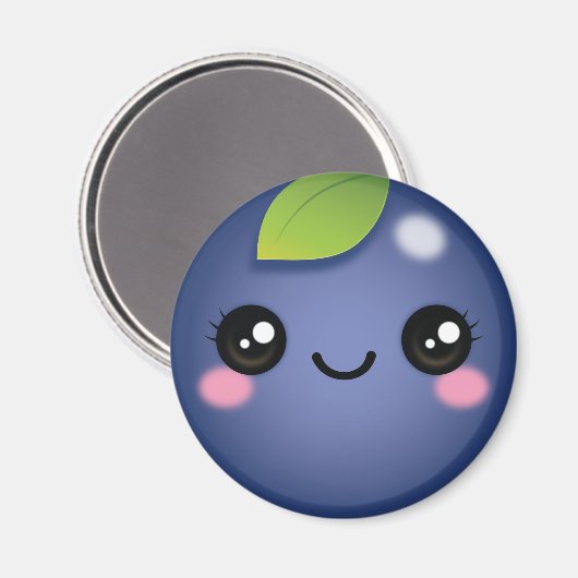 Kawaii Blueberry Magnet (Vorderseite/Rückseite)