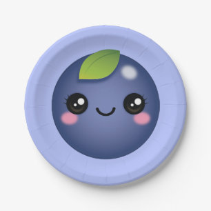 Kawaii Blueberry Paper Plate Pappteller