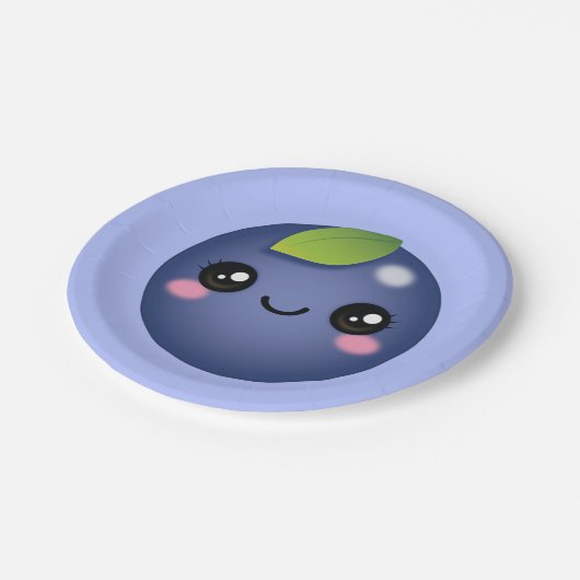 Kawaii Blueberry Paper Plate Pappteller (Schrägansicht)