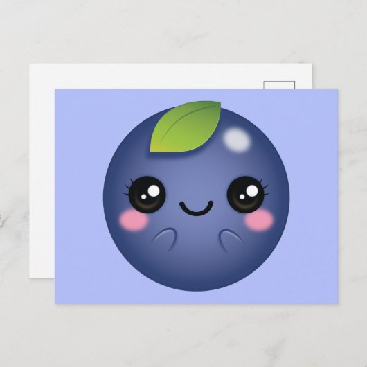 Kawaii Blueberry Postkarte (Vorne/Hinten)