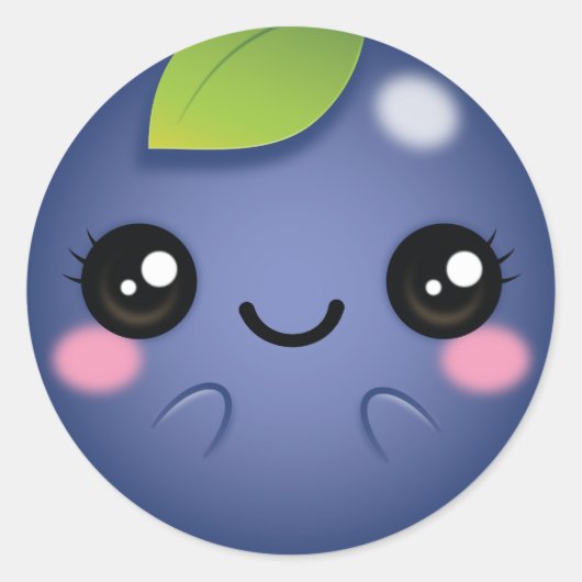 Kawaii Blueberry Runder Aufkleber (Vorderseite)