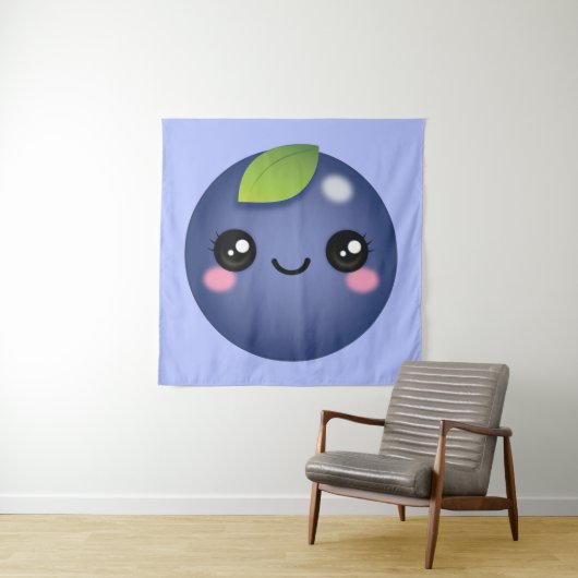 Kawaii Blueberry Tapestry Wandteppich (Beispiel)