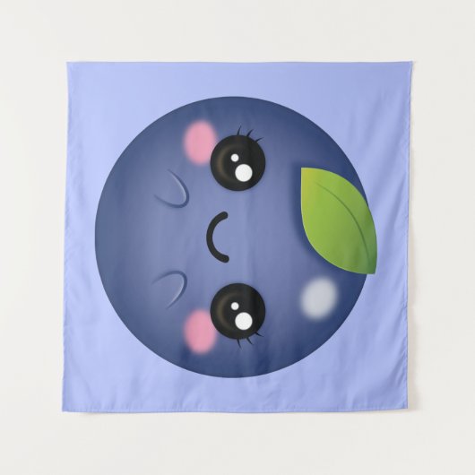 Kawaii Blueberry Wandteppich (Vorderseite (Horizontal))