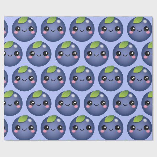 Kawaii Blueberry Wrapping Paper Geschenkpapier (Flach)