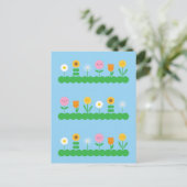 Kawaii Blume Field Postkarte (Stehend Vorderseite)