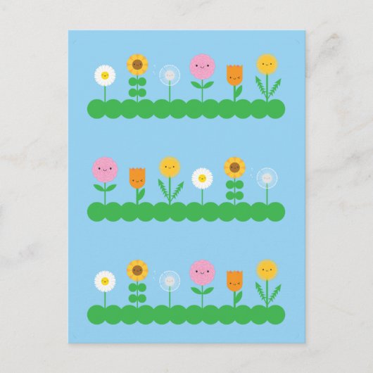 Kawaii Blume Field Postkarte (Vorderseite)