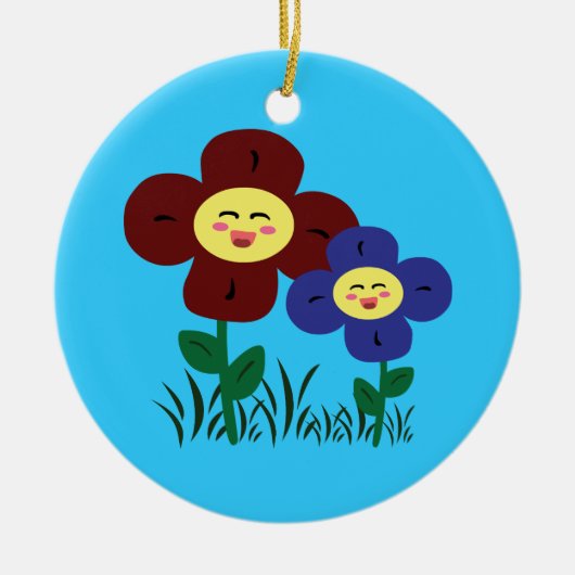 Kawaii-Blume Keramik Ornament (Vorne)
