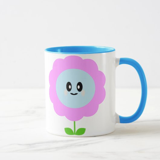 KAWAII BLUME LILA BLAUE TASSE (Rechts)