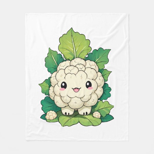 Kawaii Blumenkohl Fleecedecke (Vorderseite)