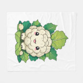 Kawaii Blumenkohl Fleecedecke (Vorderseite (Horizontal))