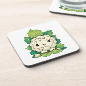 Kawaii Blumenkohl Getränkeuntersetzer (Linke Seite)